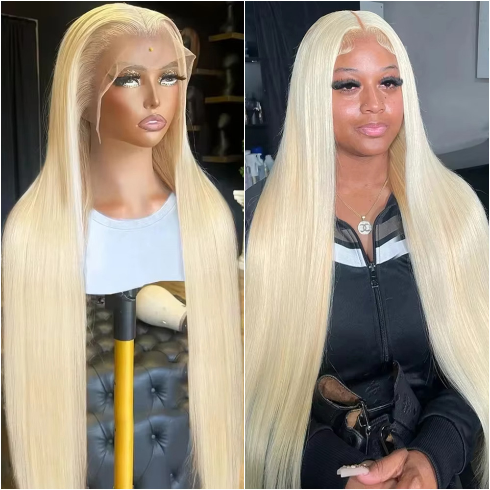 Hd Lace Frontal Wig Human Hair Pre Plucked - Blonde 613 Straight 13x4 Hd Lace