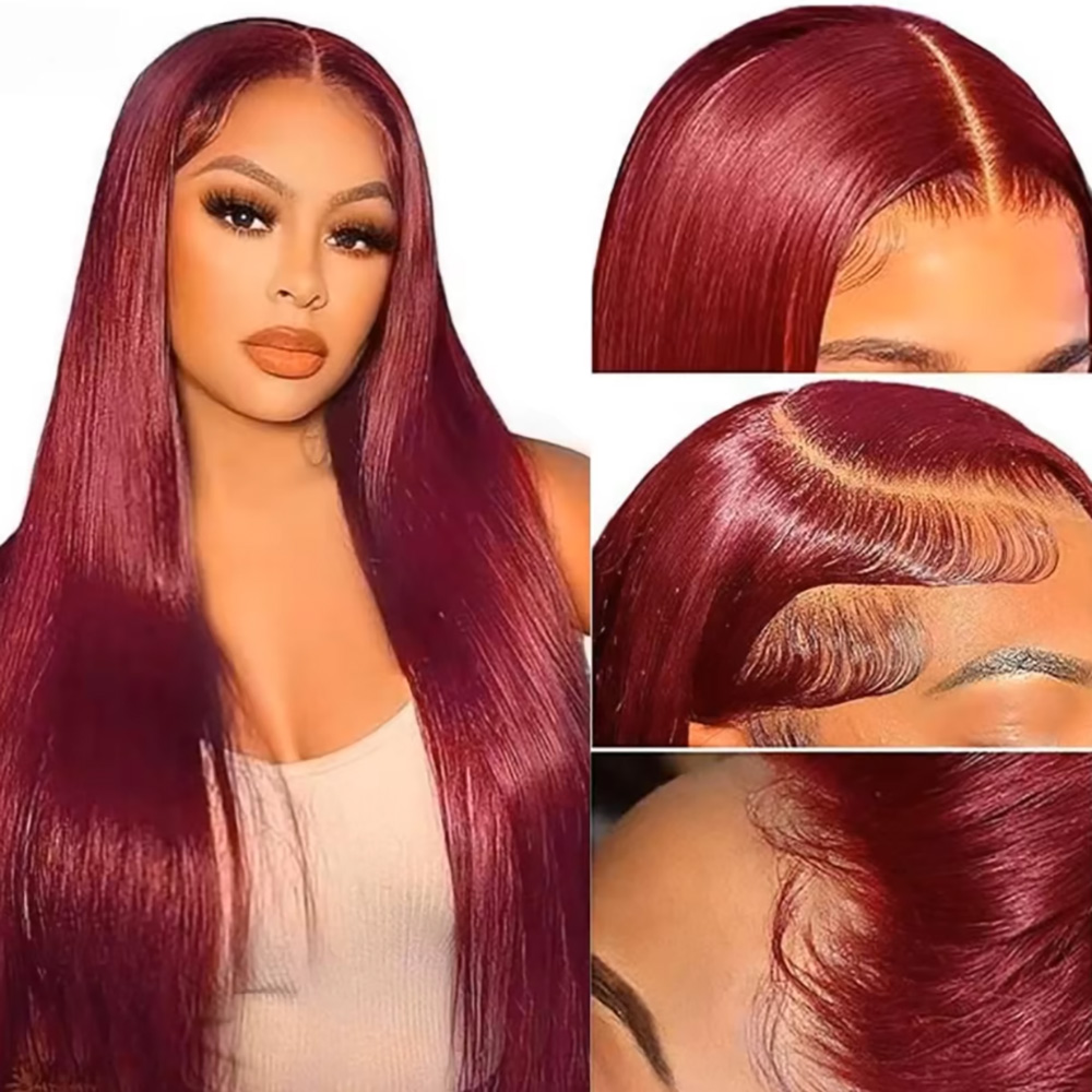 99J Burgundy Silky Straight Hu - Human Hair Wigs ulasan dan harga