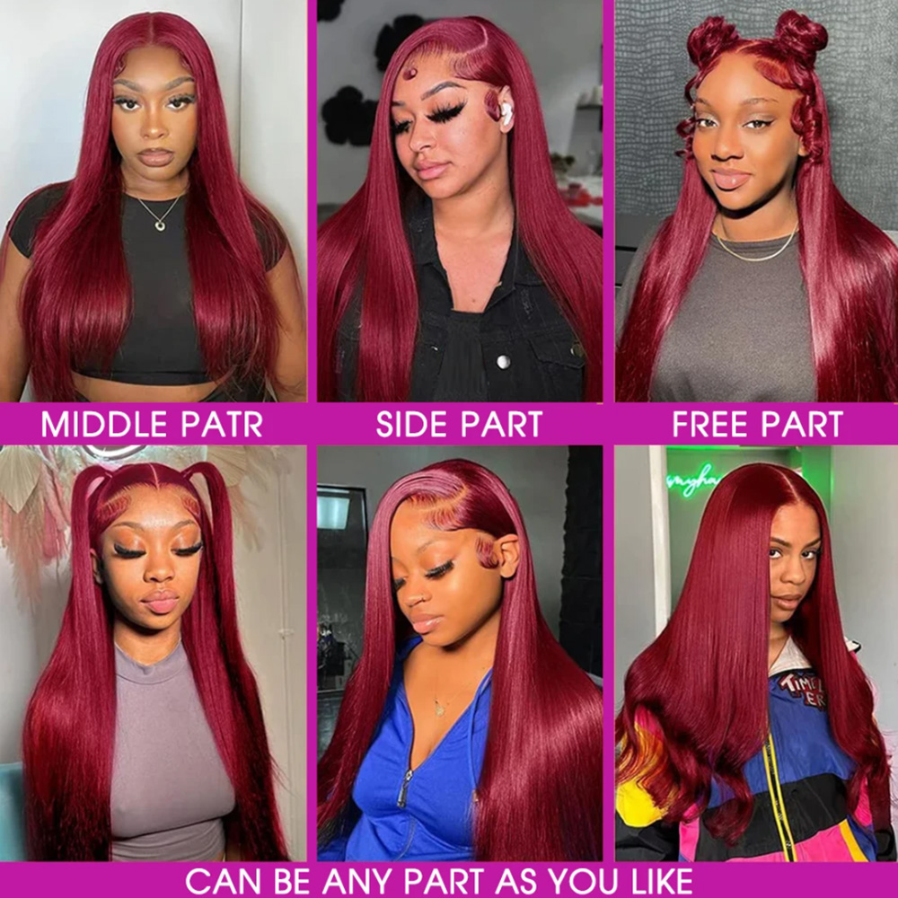 99J Burgundy Silky Straight Hu - Human Hair Wigs ulasan dan harga