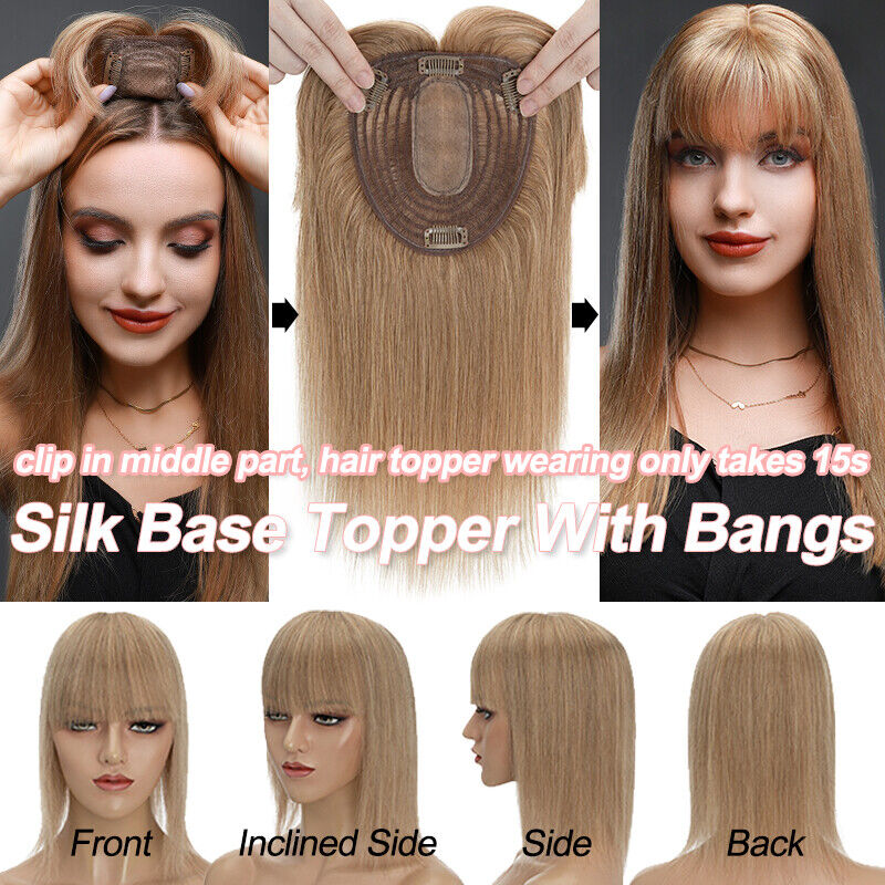 Women Toupee Silk Base Topper  - Seamless Clip In Hair Extensions Human Hair ulasan dan harga