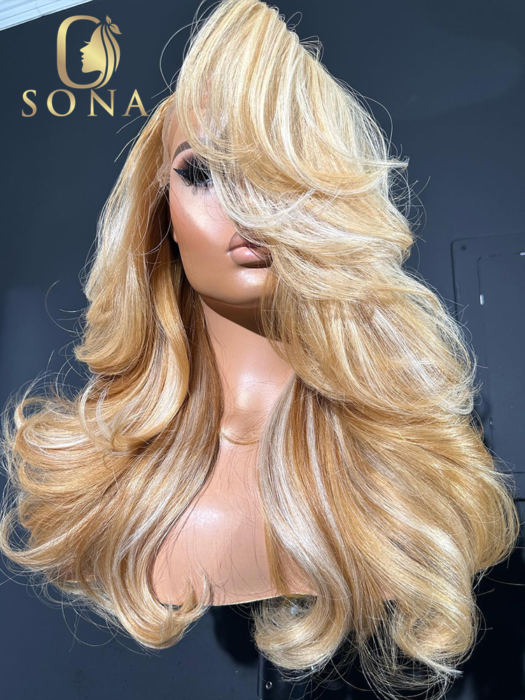 613# 27# Highlight HD Lace Fro - 613 Blonde Body Wave Lace Front Wig ulasan dan harga