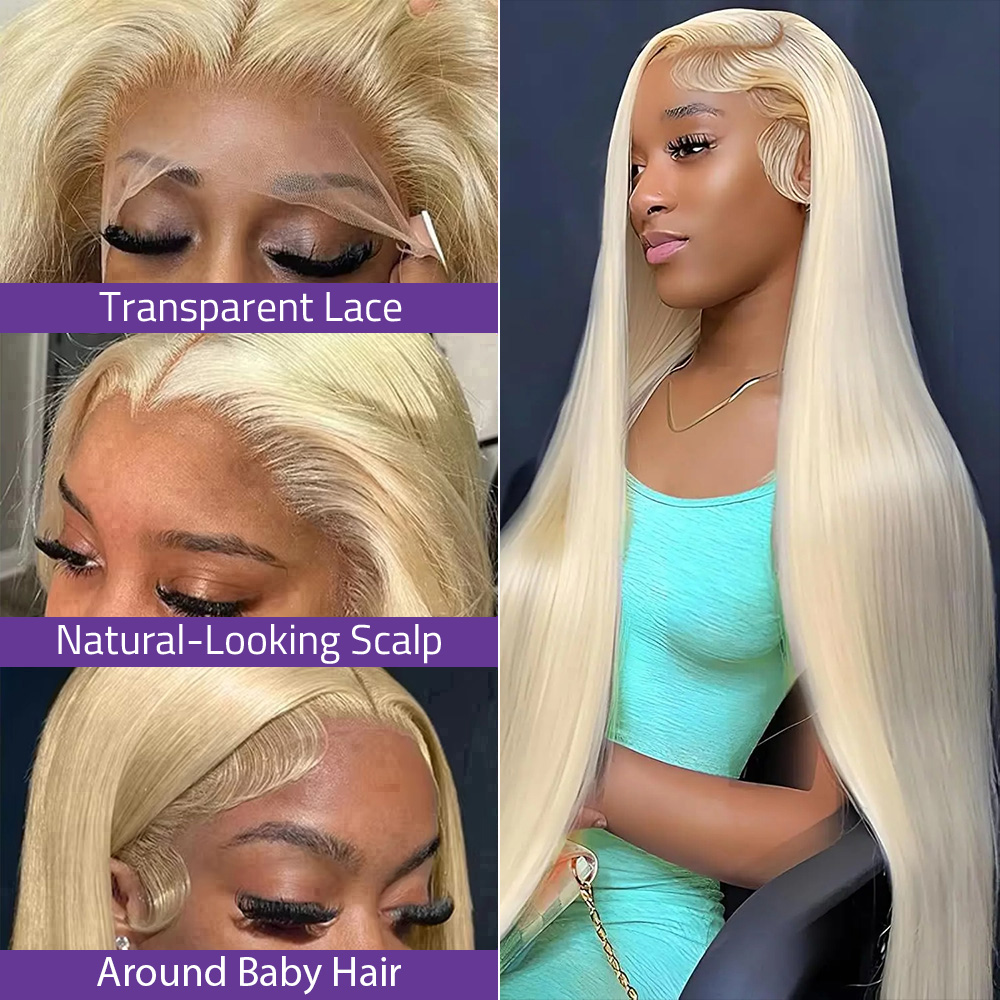 Blonde 613 Straight 13x4 Hd La - Hd Lace Frontal Wig Human Hair Pre Plucked ulasan dan harga