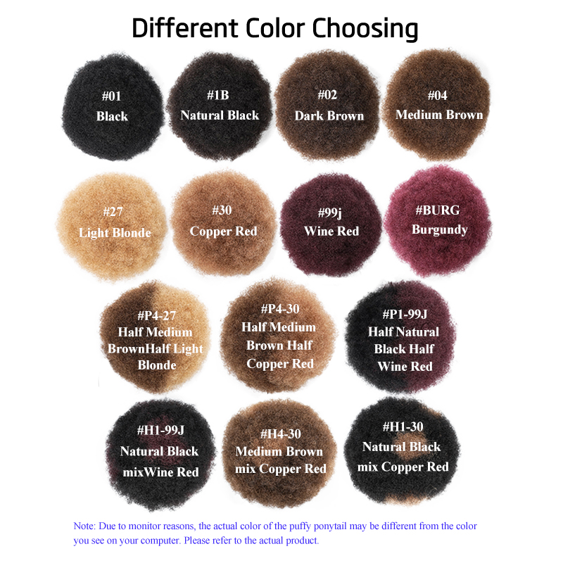 100% Human Hair 8 Inch Short A - Drawstring Afro Curly Puff Ponytail ulasan dan harga
