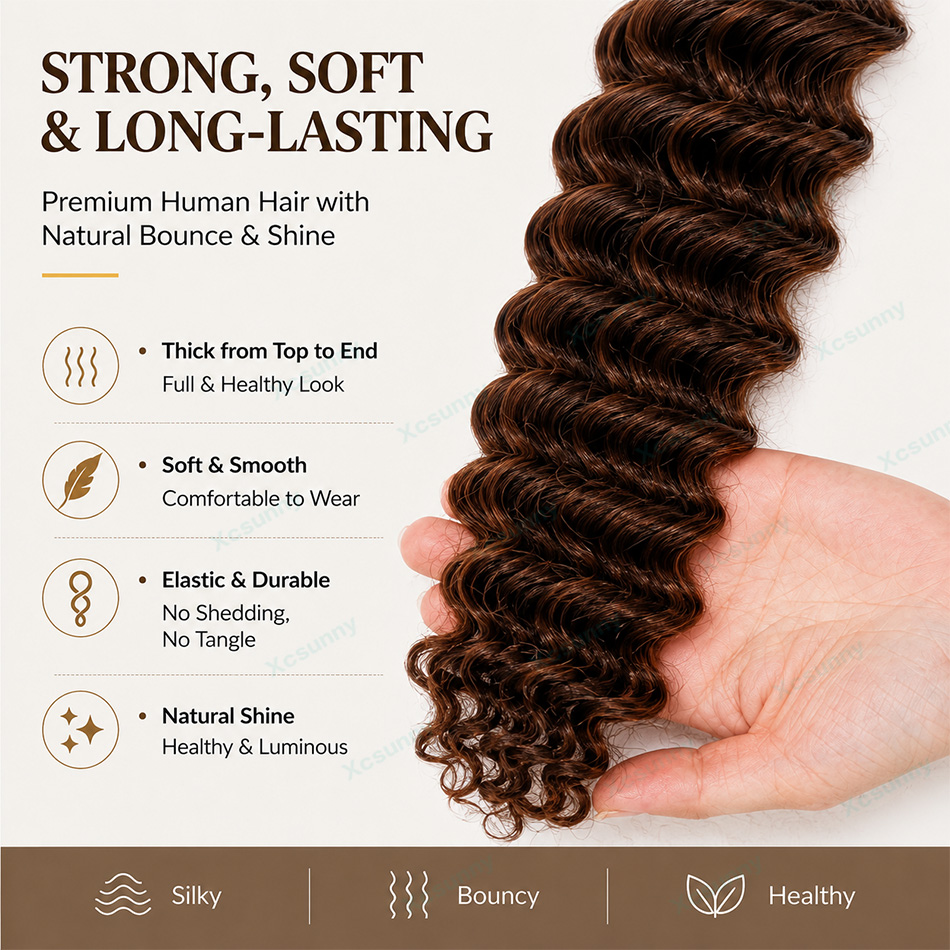 Color #4/30 Boho Braids Human  - Water Wave Bulk Human Hair For Braiding ulasan dan harga