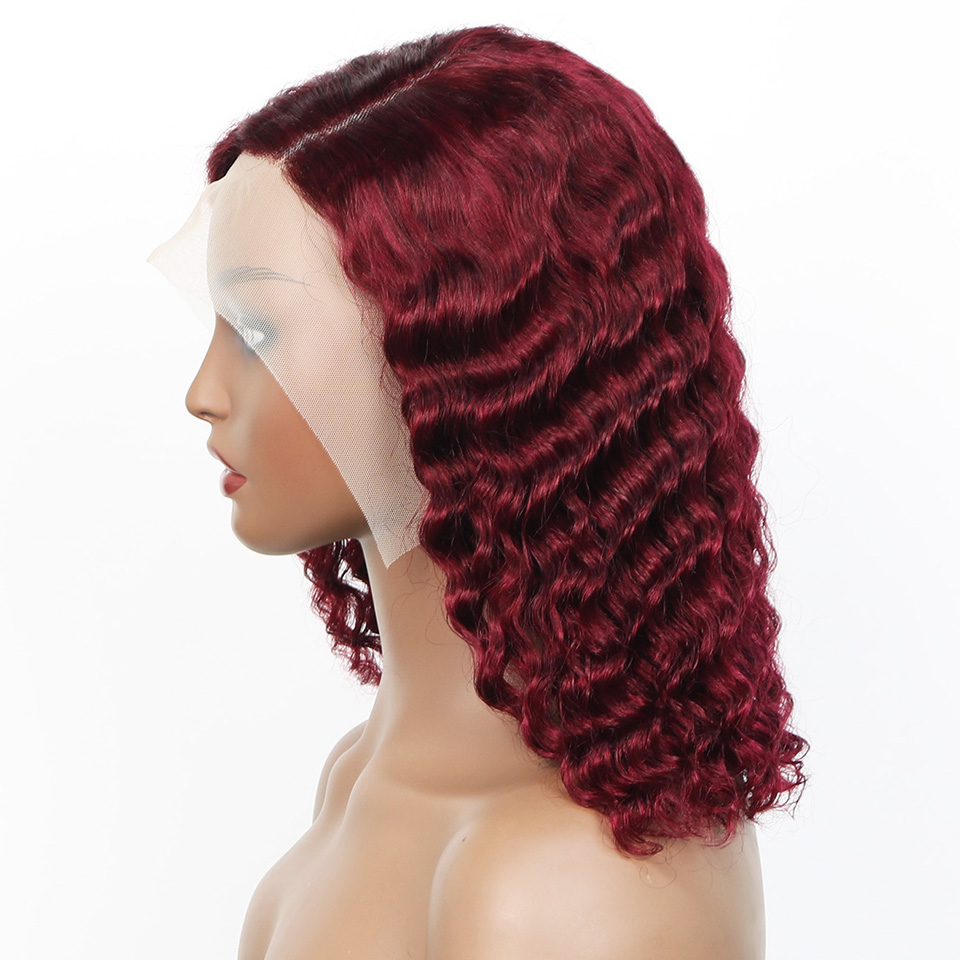99j Burgundy Deep Bob Wig Huma - Glueless Wear And Go Human Hair Wig ulasan dan harga