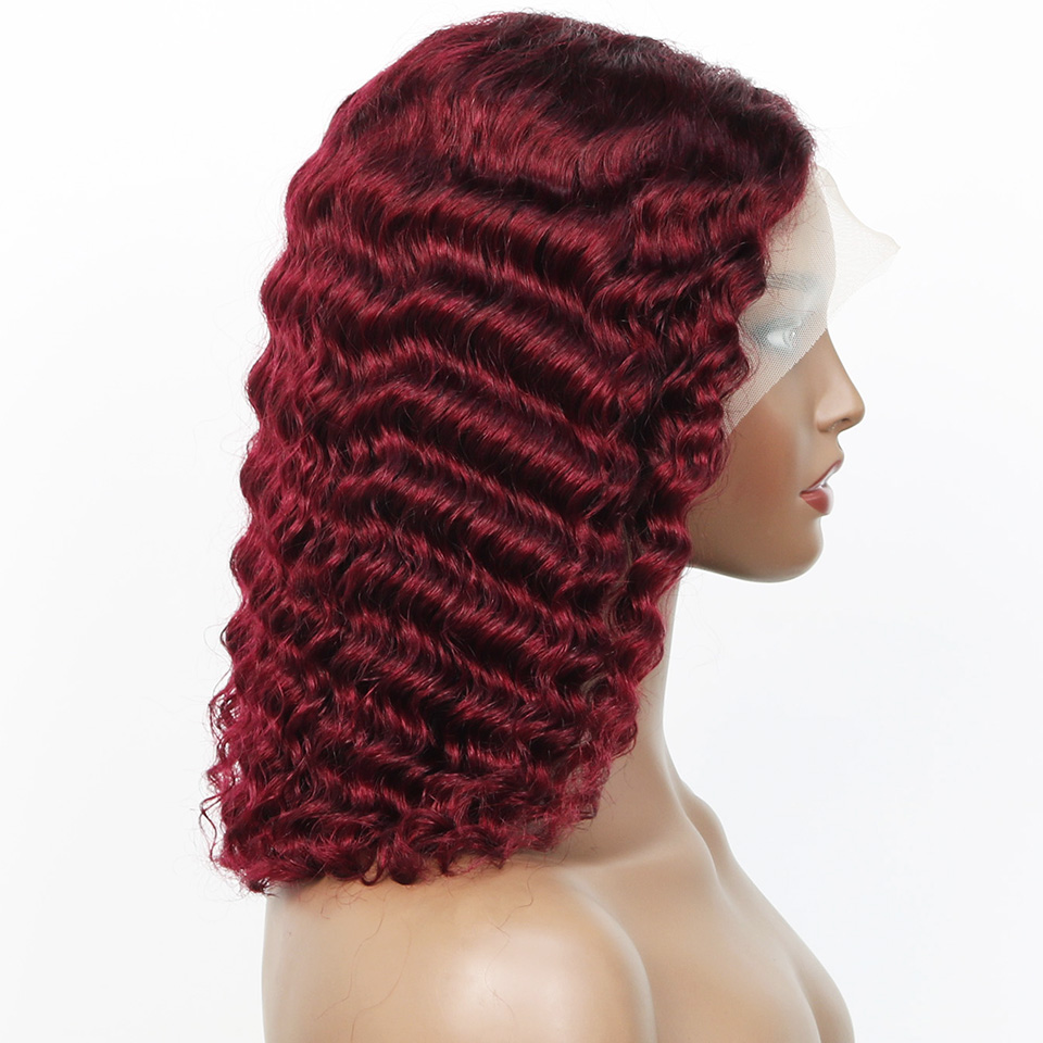 99j Burgundy Deep Bob Wig Huma - Glueless Wear And Go Human Hair Wig ulasan dan harga