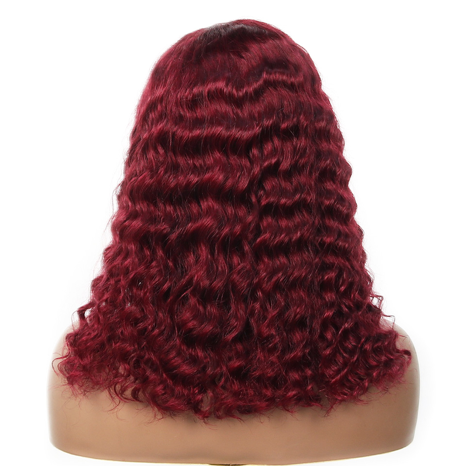 99j Burgundy Deep Bob Wig Huma - Glueless Wear And Go Human Hair Wig ulasan dan harga