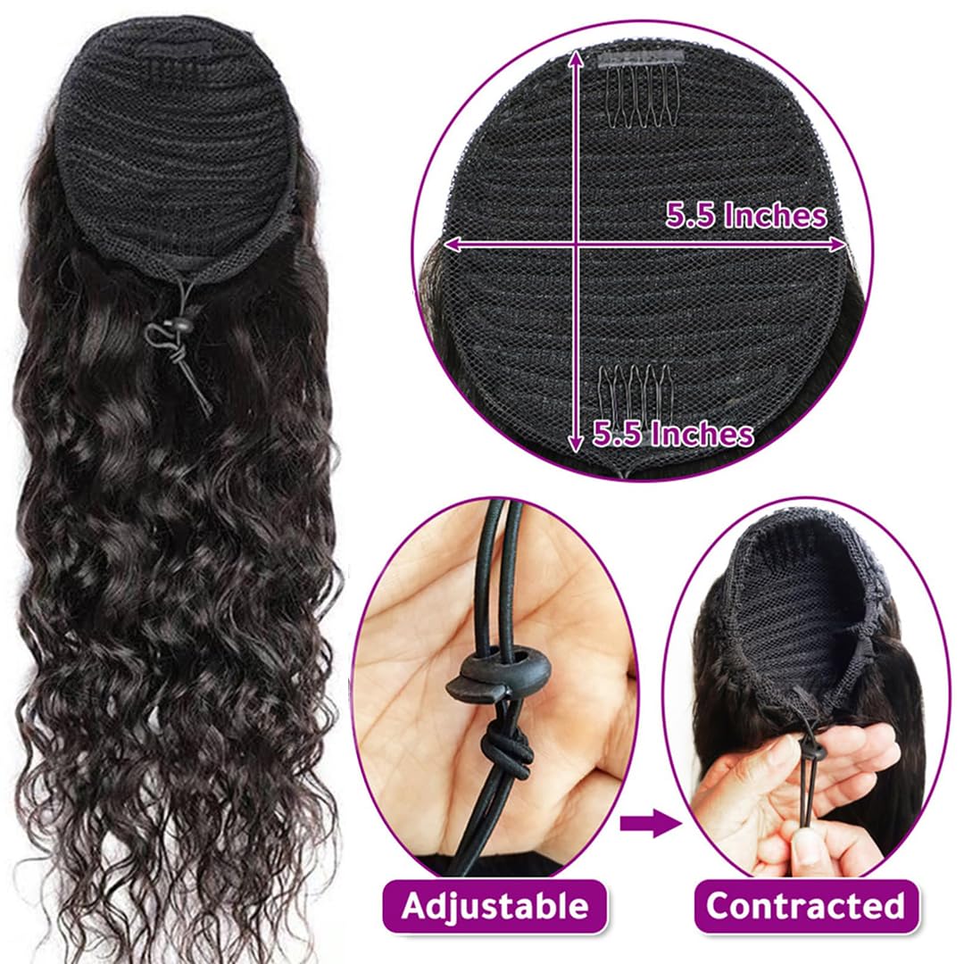 Water Wave Ponytail Human Hair - Seamless Clip In Hair Extensions Human Hair ulasan dan harga