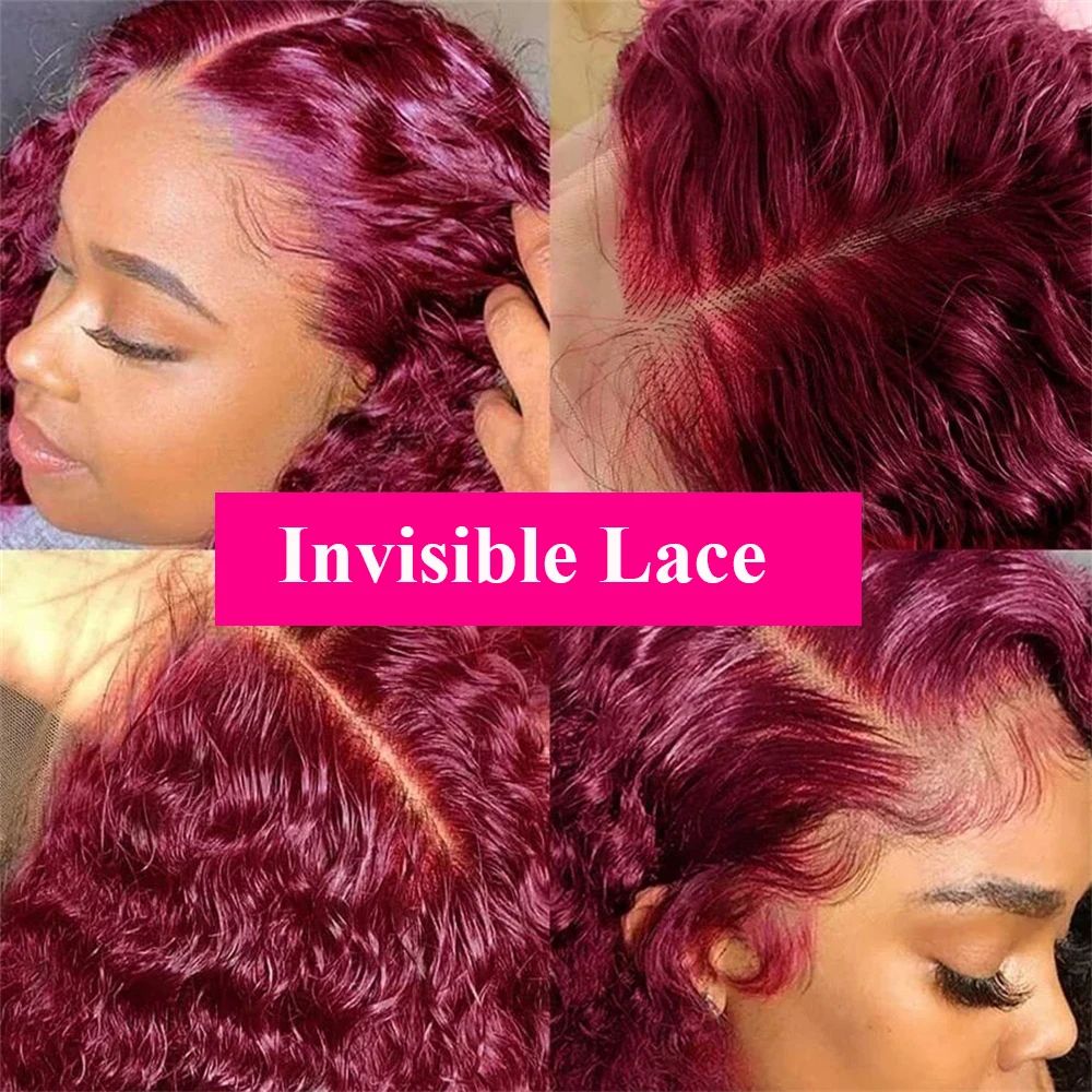 Burgundy 99J Deep Wave Short B - Glueless Wear And Go Human Hair Wig ulasan dan harga
