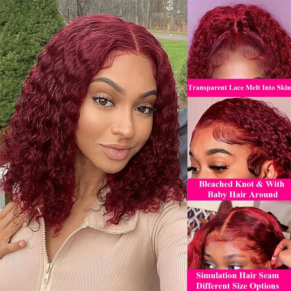 Burgundy 99J Deep Wave Short B - Glueless Wear And Go Human Hair Wig ulasan dan harga