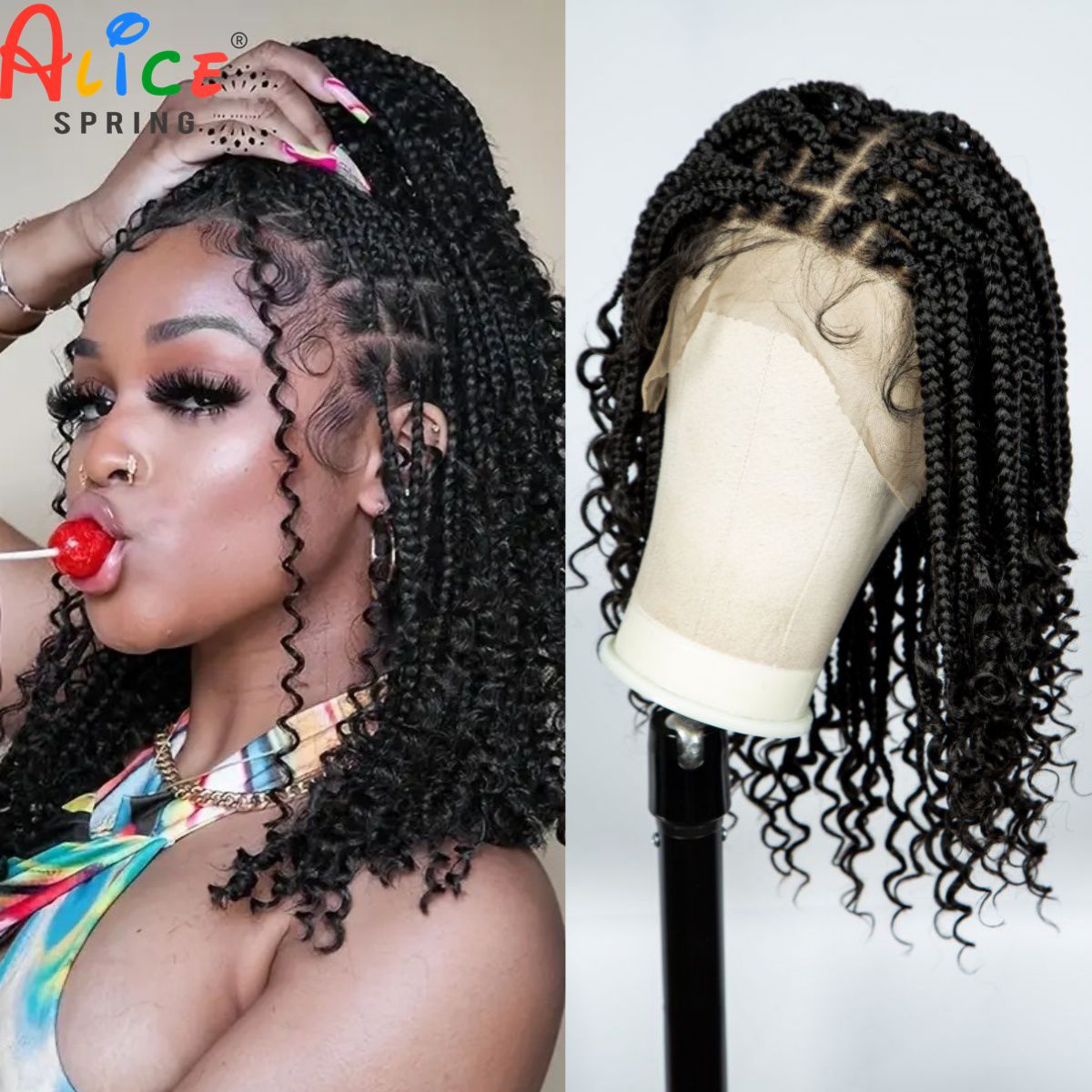 Knotless Box Braided Wigs with - Synthetic Braided Wigs For Black Women ulasan dan harga