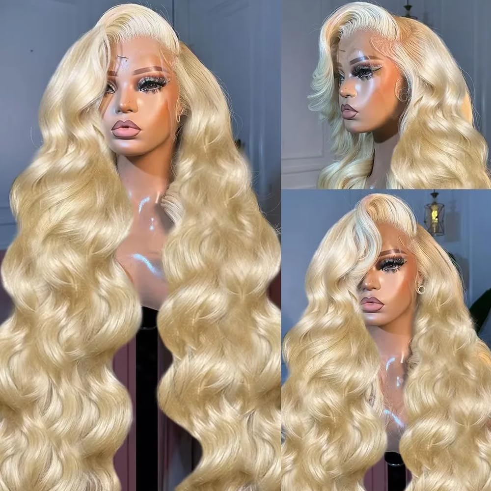 #613 Human Hair Wigs Body Wave - 613 Blonde Body Wave Lace Front Wig ulasan dan harga