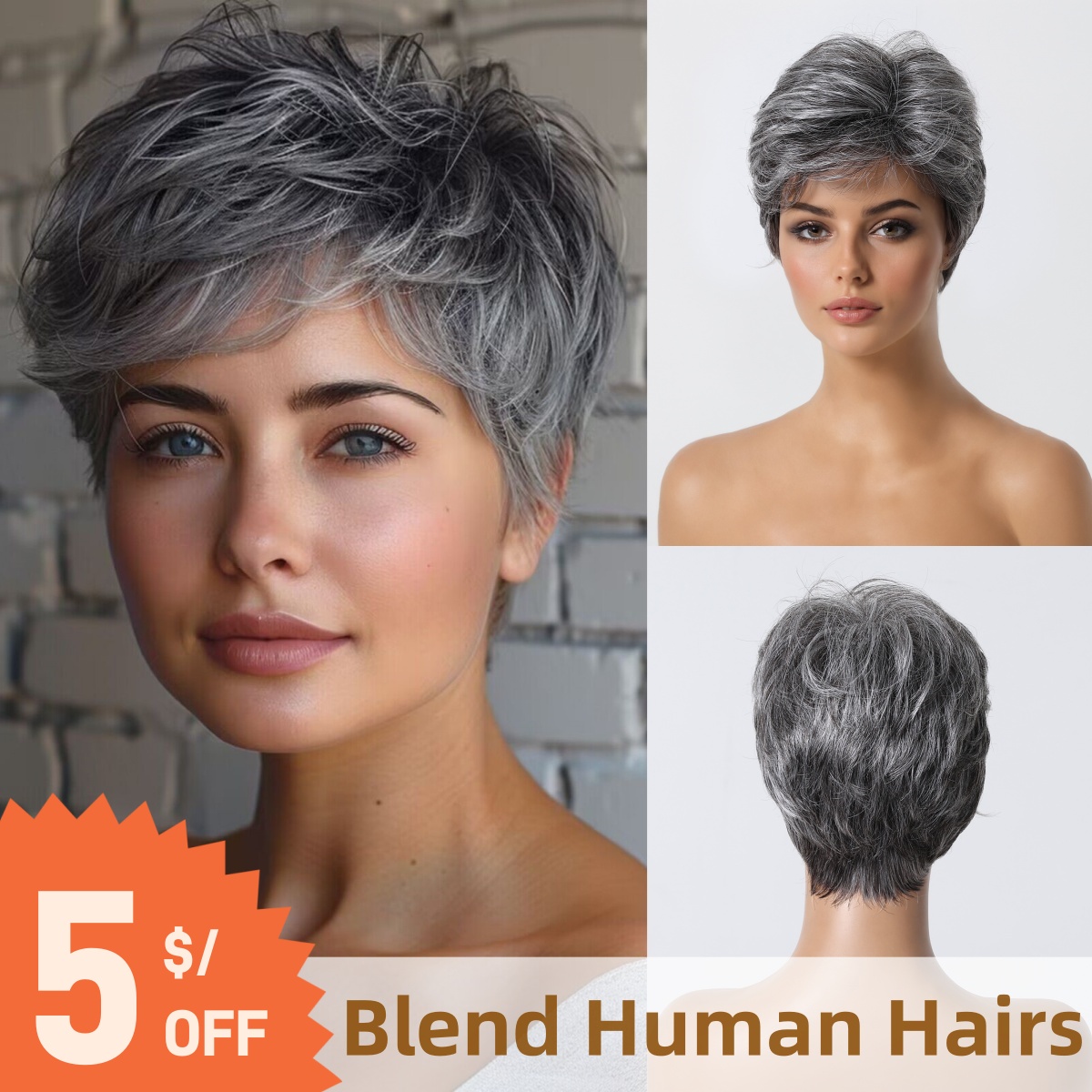 Short Pixie Cut Grey Human Hai - Short Pixie Cut Wig Human Hair Cheap ulasan dan harga