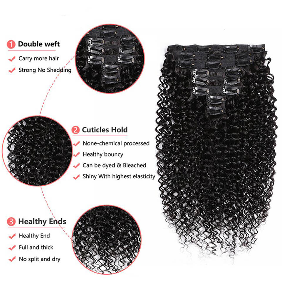 Kinky Curly Clip In Human Hair - Seamless Clip In Hair Extensions Human Hair ulasan dan harga
