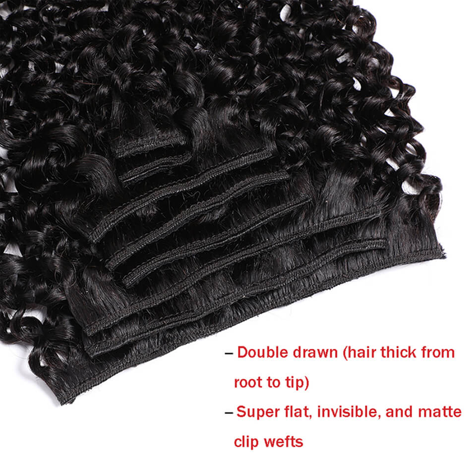 Kinky Curly Clip In Human Hair - Seamless Clip In Hair Extensions Human Hair ulasan dan harga