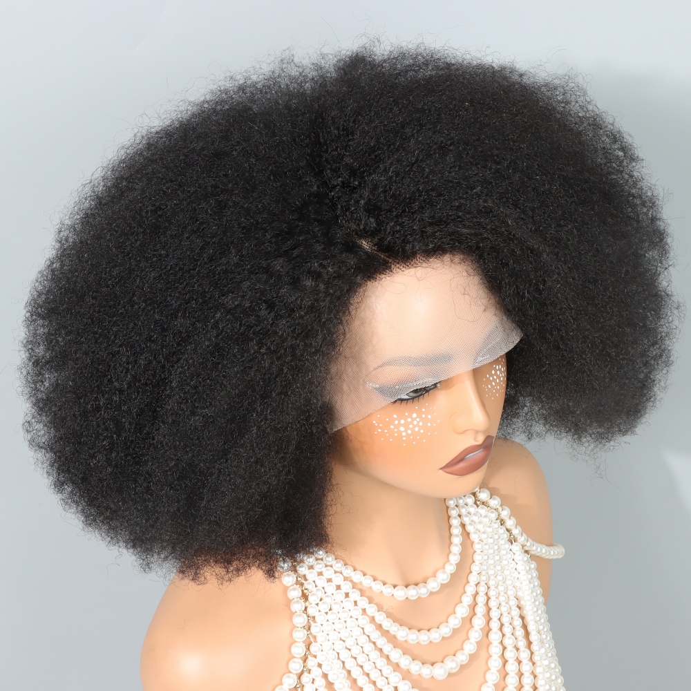14 Inch Afro Wigs for Black Wo - Glueless Wear And Go Human Hair Wig ulasan dan harga
