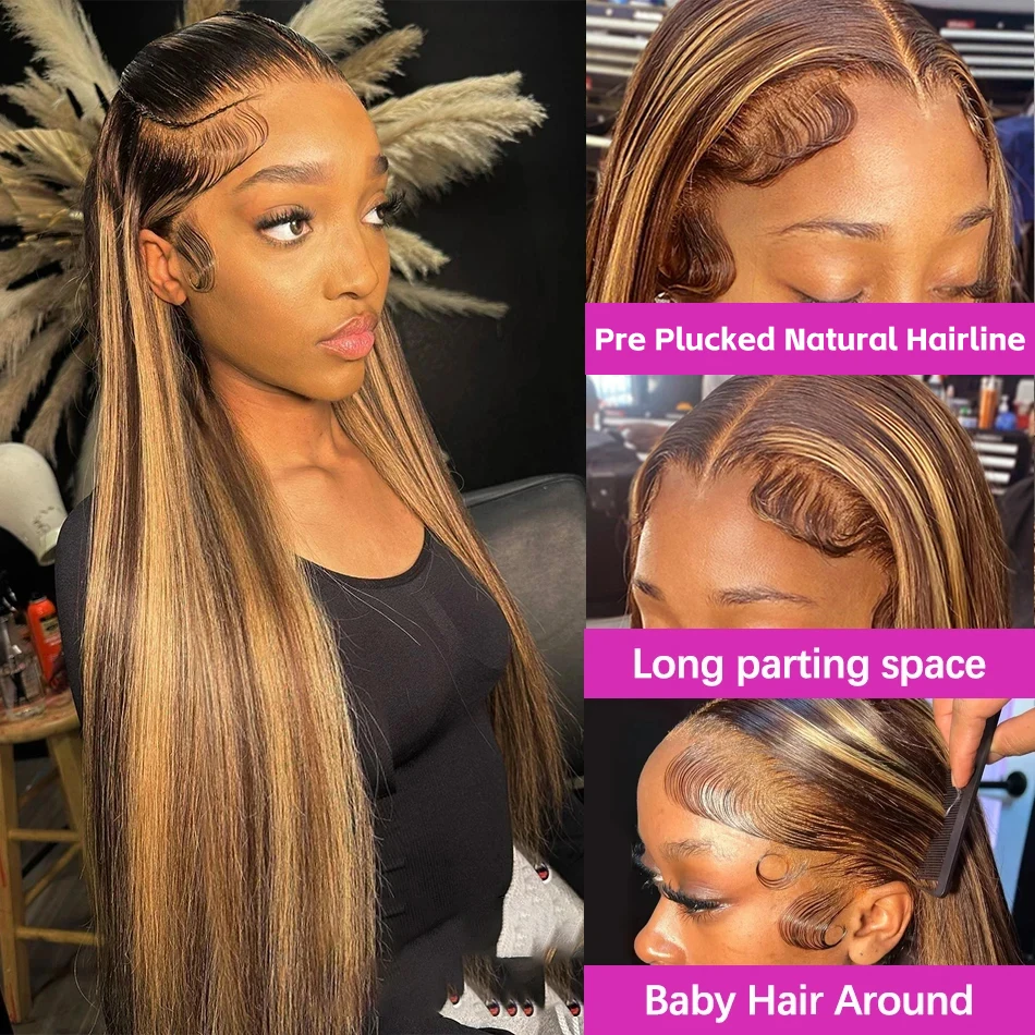 44 46 Inch P4/27 Highlight Col - Hd Lace Frontal Wig Human Hair Pre Plucked ulasan dan harga