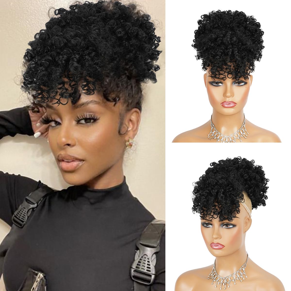 Afro Puff Drawstring Ponytail  - Drawstring Afro Curly Puff Ponytail ulasan dan harga