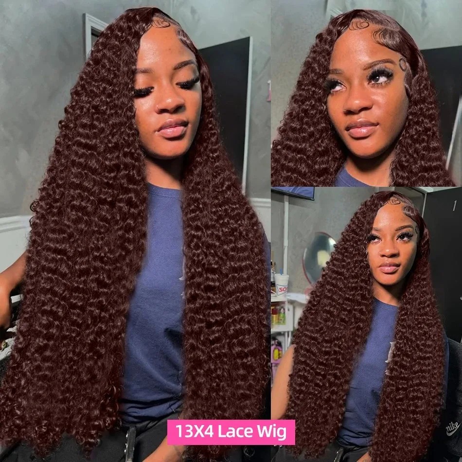 Curly Lace Front Wig Chocolate - Hd Lace Frontal Wig Human Hair Pre Plucked ulasan dan harga