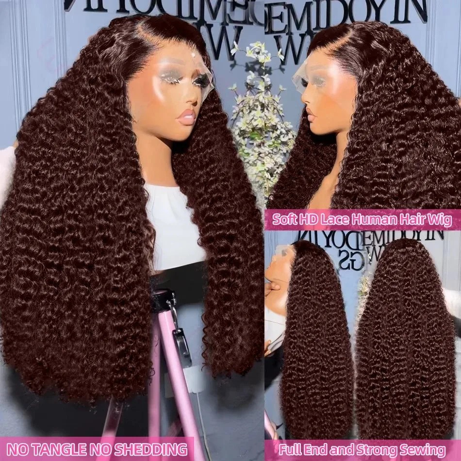 Curly Lace Front Wig Chocolate - Hd Lace Frontal Wig Human Hair Pre Plucked ulasan dan harga
