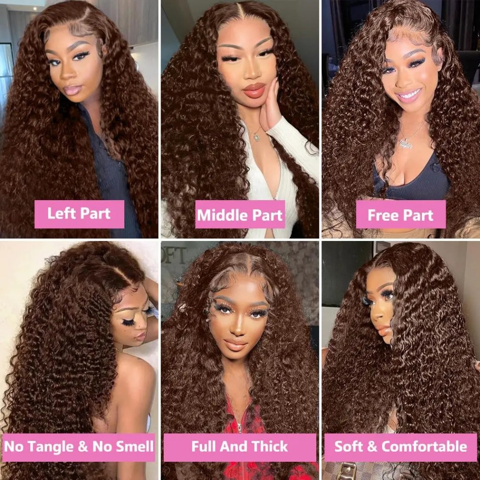Curly Lace Front Wig Chocolate - Hd Lace Frontal Wig Human Hair Pre Plucked ulasan dan harga